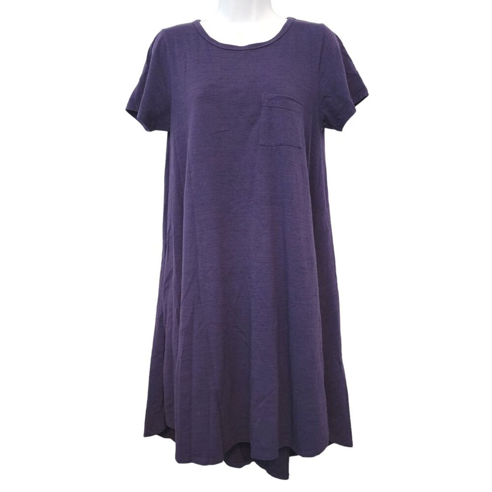 Women's LuLaRoe T-shirt Pocket High-Low Dress XS Carly Swing Dress Blue Black